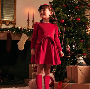 red velvet dress for a girl. Christmas dress in red velvet by Mayoral available on kidstuff.ie. Mayoral 4917 red dress
