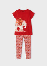 Load image into Gallery viewer, girl&#39;s red tee shirt with elephant print and matching printed leggings. Girl&#39;s red top and print leggings available to buy on kidstuff.ie Mayoral 3711 girl&#39;s  top and leggings.
