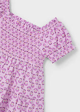 Load image into Gallery viewer, Girl&#39;s mauve pink dress with shirring and short sleeves. Mayoral girl&#39;s dress 3932 in mauve available on kidstuff.ie
