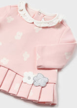 Load image into Gallery viewer, Baby girl&#39;s pink two piece cotton-knit outfit. Mayoral 2505 pink set. Pink top with pleat detail and pink leggings for a baby girl , available on kidstuff.ie
