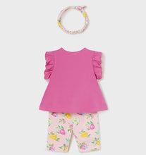 Load image into Gallery viewer, Baby girl pink top, print leggings and hairband set. Mayoral 1792 available to buy on kidstuff.ie Back view
