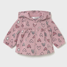 Load image into Gallery viewer, baby girl&#39;s jacket with heart print, part of baby girl outfit . Mayoral 2633 available on kidstuff.ie

