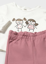 Load image into Gallery viewer, Baby girl&#39;s clothing set with a cream shirt, pink heart-patterned jacket with hood, and pink pants. Mayoral 2633 available on kidstuff.ie
