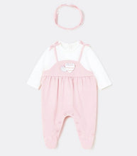 Load image into Gallery viewer, baby girl&#39;s pink onesie and hairband set on kidstuff.ie
