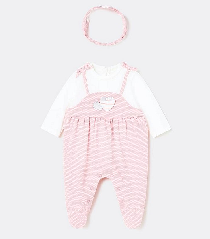 baby girl's pink onesie and hairband set on kidstuff.ie