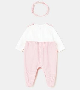 baby girl's pink onesie and hairband set on kidstuff.ie Back view