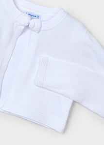 White bolero cardigan. Girls white cardigan with a bow.