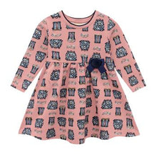 Load image into Gallery viewer, Pink, long sleeved printed dress for a girl. Milon 13510 pink dress on kidstuff.ie
