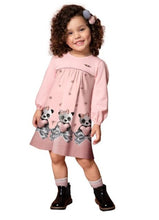 Load image into Gallery viewer, Girl&#39;s Pink Teddy-Print Dress, by Milon
