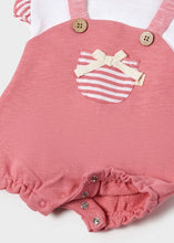 Load image into Gallery viewer, Pink Romper and headband for a baby girl. Mayoral 1612 Baby girl onesie set. Pink onesie and striped hairband for a baby girl to buy online on kidstuff.ie detail view
