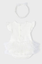 Load image into Gallery viewer, baby girl bodysuit with tutu and headband. Mayoral 1703 tutu bodysuit back view.
