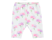 Load image into Gallery viewer, Baby girl&#39;s white frilled top with pink flower print and matching floral leggings. Mayoral 1719 baby girl outfit. 
