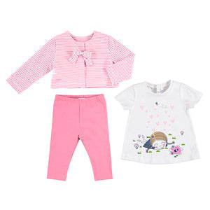 Toddler Girl's 3 Piece Leggings Outfit in Pink. Mayoral 1727