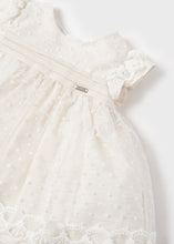 Load image into Gallery viewer, Ivory Baby party dress. Christening dress in ivory. Mayoral 1867 Baby Dress and panties. Lace baby dress and knickers

