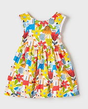 Load image into Gallery viewer, Colourful animal print baby dress . Mayoral 1932 Patterned dress in tangerine
