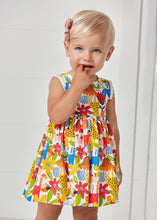 Load image into Gallery viewer, Animal -print dress for a toddler girl. Mayoral 1932 baby  patterned dress in tangerine.
