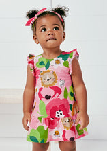 Load image into Gallery viewer, Baby Girl Pink print dress and headband , Mayoral 1936 baby dress set in tulip rose,  Cute baby dress and hairband on kidstuff.ie
