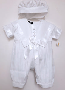 Christening outfir for a baby boy. Sailor suit and hat in white for Christening. 