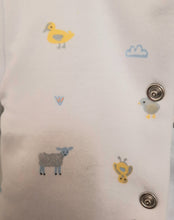 Load image into Gallery viewer, Baby boy outfit with cotton jacket, top and trousers, cute animal motifs. Just too Cute baby boy 3pce set to buy online on kidstuff.ie
