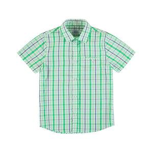 Boys green and white checked shirt. Mayoral boys shirt 3123. Boys green plaid shirt to buy onlin on kidstuff.ie