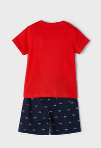 Boy's "Sailboat" Top and Shorts Set in Red, Mayoral 3654