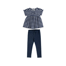 Load image into Gallery viewer, Girl&#39;s Denim Leggings and Top set in Navy, Mayoral 3763
