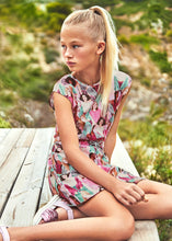 Load image into Gallery viewer, Girl&#39;s palysuit dress. Mayoral 6983 Girl&#39;s outfit. Girl&#39;s printed summer skort dress
