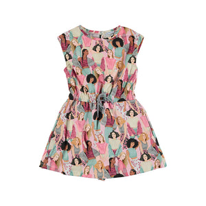 Girl's palysuit dress. Mayoral 6983 Girl's outfit. Girl's printed summer skort dress