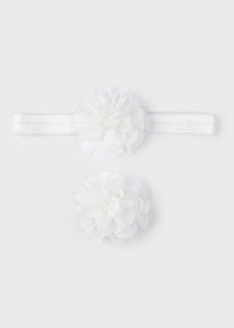 Ivory baby hairband and hair clip set. mayoral 9500 set in ivory.