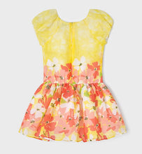 Load image into Gallery viewer, Girl&#39;s Border Print Floral Dress in Lemon, Mayoral 3917

