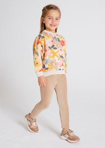 Girl's Print Sweatshirt and Velvet Leggings Set, Mayoral Ecofriends 4773