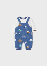 Load image into Gallery viewer, Baby boy&#39;s onesie with car print from the Ecofriends collection. Mayoral 2648 romper in indigo blue.
