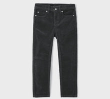 Load image into Gallery viewer, Boys cord trousers in dark grey. mayoral 537 in charcoal available on kidstuff.ie
