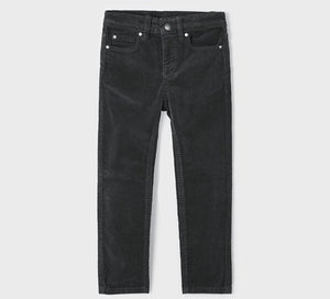 Boys cord trousers in dark grey. mayoral 537 in charcoal available on kidstuff.ie