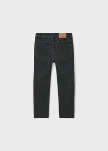 Boys cord trousers in dark grey. mayoral 537 in charcoal available on kidstuff.ie Back view