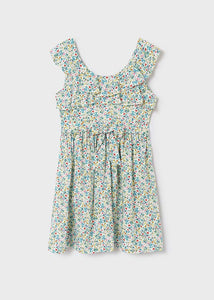 Girl's floral print summer dress. mayoral 6978 girl's Dress.  Aquamarine flower print girl's dress  on kidstuff.ie