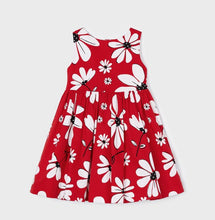 Load image into Gallery viewer, red girls dress with flower print. Girl&#39;s party dress, mayoral 3917 dress.Daisy print dress on kidstuff.ie
