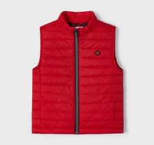 Load image into Gallery viewer, Red bodywarmer for a child. Gilet by Mayoral 3350. Red gilet available on kidstuff.ie

