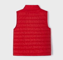 Load image into Gallery viewer, Red bodywarmer for a child. Gilet by Mayoral 3350. Red gilet available on kidstuff.ie. Back view
