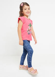 Girl's leggings in medium denim effect. Mayoral 3777 girl's leggings. Jeggings available on kidstuff.ie