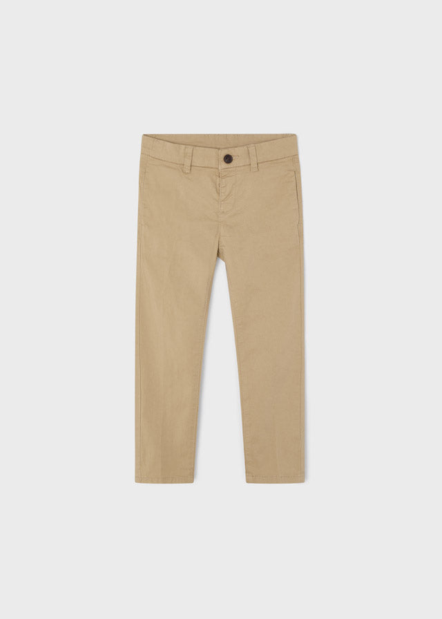 Boy's slim fit chino trousers in camel beige. Mayoral  512 boys trousers in camel