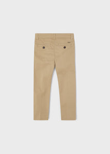 Boy's slim fit chino trousers in camel beige. Mayoral 512 boys trousers in camel