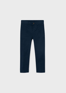 Boy's slim fit chino trousers in navy blue. Mayoral 512 boys trousers in navy